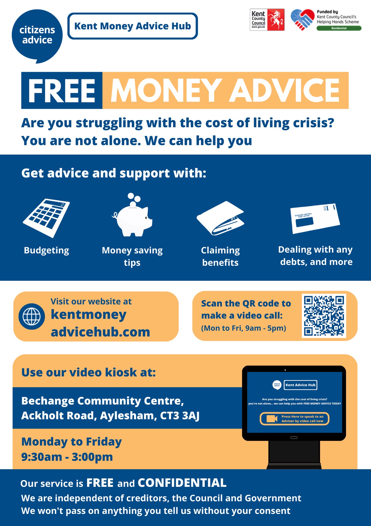 FREE ADVICE at our Kent Money Advice Hub